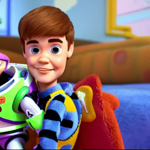 Image similar to justin bieber in pixar's toy story