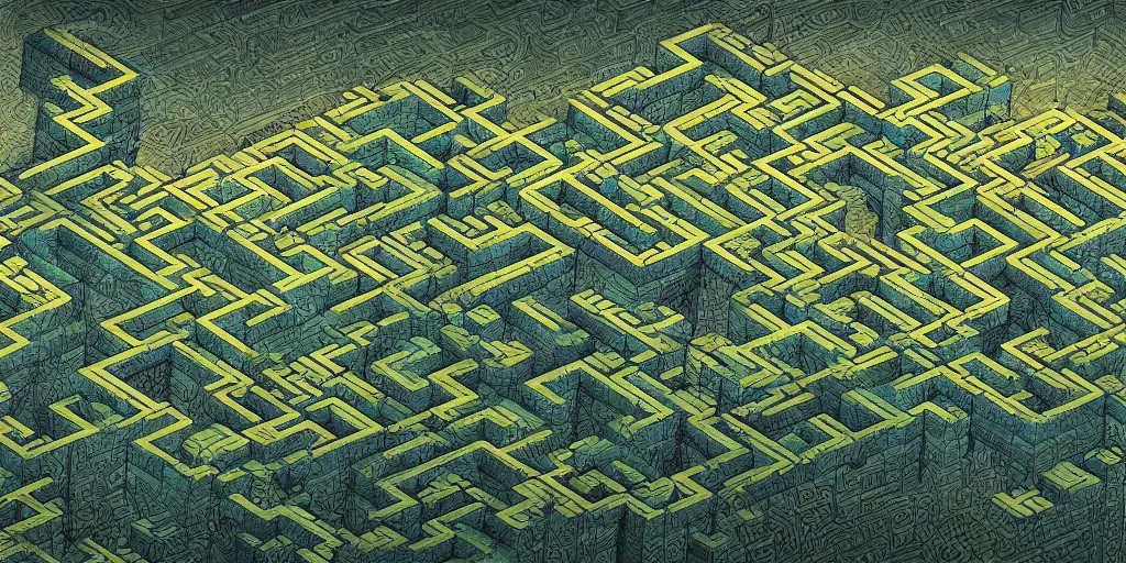 Image similar to the grand landscape of the endless maze, art by kotaro chiba