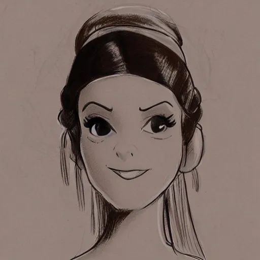 Image similar to milt kahl sketch of victoria justice as princess padme from star wars episode 3