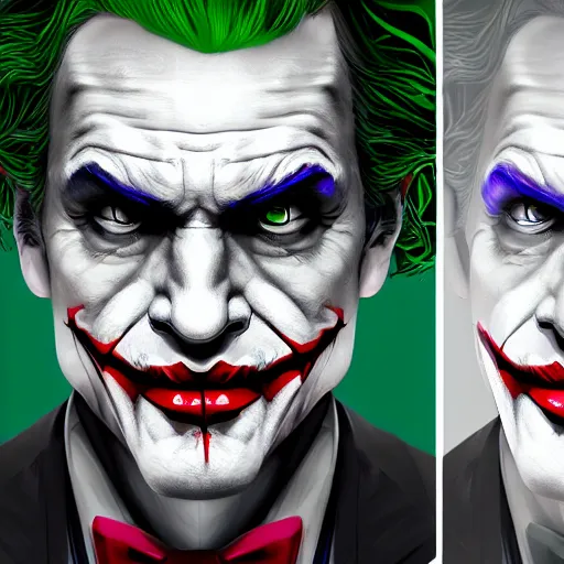 Image similar to Jay Powell as The Joker, digital art, cgsociety, artstation, trending, 4k