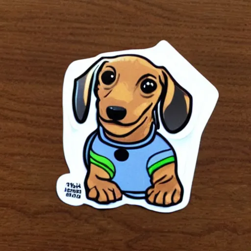 Prompt: cute adorable dachshund astronaut sticker