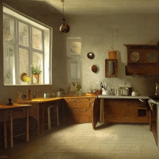 Prompt: a tidy kitchen by aertsen pieter