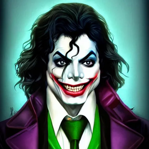 Image similar to michael jackson as the joker laugh on camera. symmetrical anatomy, hyperdetailed, coloured comic, baroque, pop punk art style, fantasy, without duplication, art by artgerm and ilya kuvshinov and vinicius gud and gustavo zambelli, intricate.