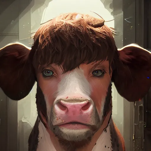 Image similar to highly detailed portrait 🐄, in gta v, stephen bliss, unreal engine, fantasy art by greg rutkowski, loish, rhads, ferdinand knab, makoto shinkai and lois van baarle, ilya kuvshinov, rossdraws, tom bagshaw, global illumination, radiant light, detailed and intricate environment