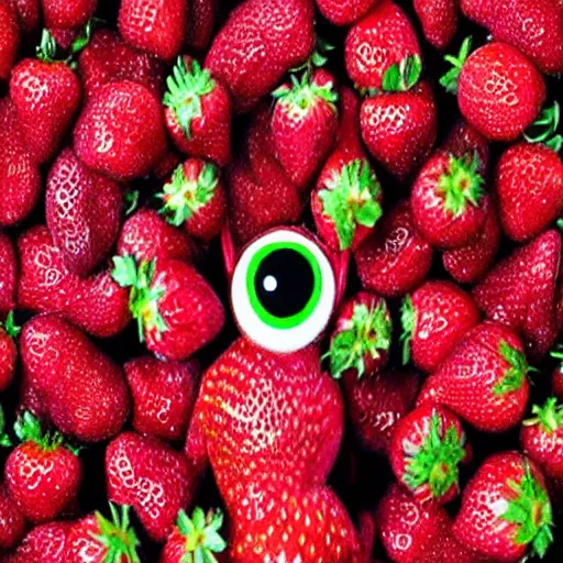 Image similar to strawberry creature with multiple eyes