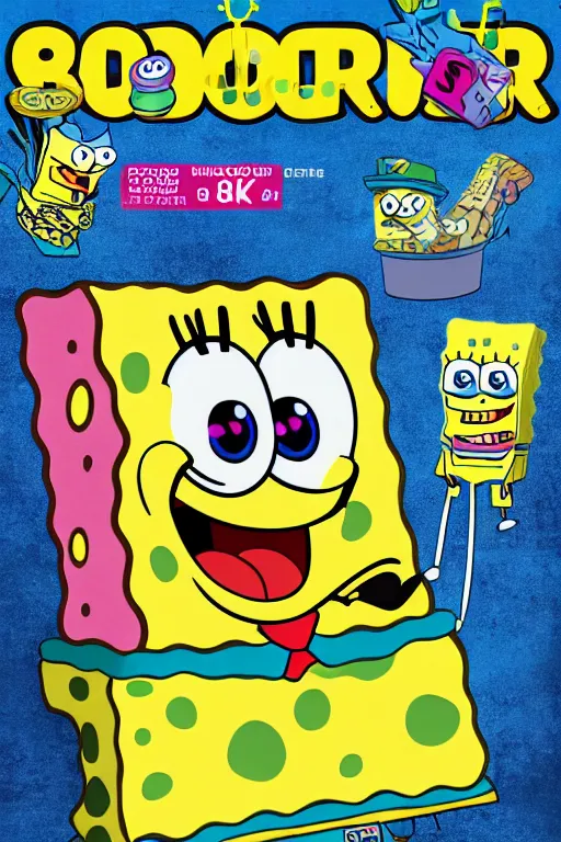 Prompt: spongebob on the cover of a food magazine, 8 k, hdr, detailed, 4 k, 1 6 k