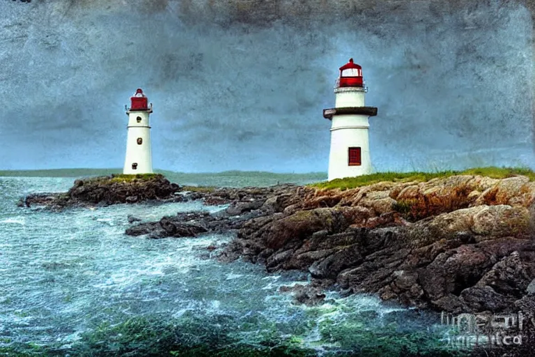 Prompt: hdr lighthouse cove in new england, matte painting by andrea kowch, detailed realistic
