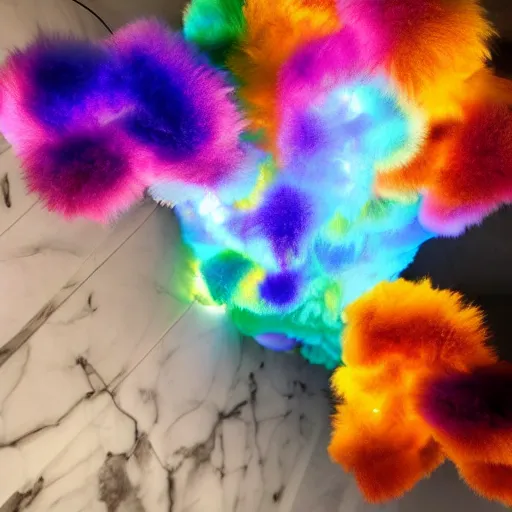 Prompt: colourful marble fluff everywhere glowing