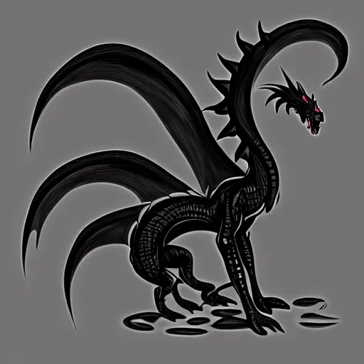 Prompt: A black dragon, simple, digital art, cartoon