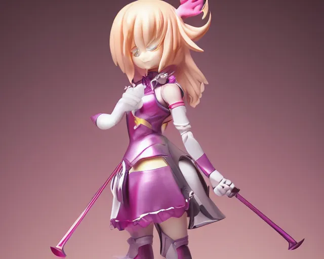 Prompt: ArtStation isolated magical girl vinyl figure, figure photography, romantic undertones, anime stylized, high detail, ethereal lighting - H 640