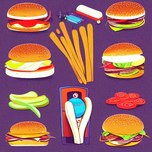 Prompt: burger clean cel shaded vector art. shutterstock. behance hd by lois van baarle, artgerm, helen huang, by makoto shinkai and ilya kuvshinov, rossdraws, illustration