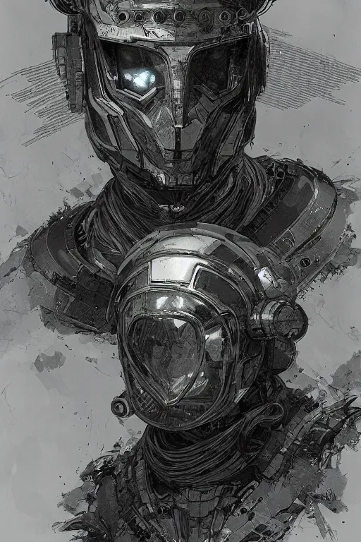 Image similar to portrait of astropunk human with helmet, pen and ink, intricate line drawings, by craig mullins, ruan jia, kentaro miura, greg rutkowski