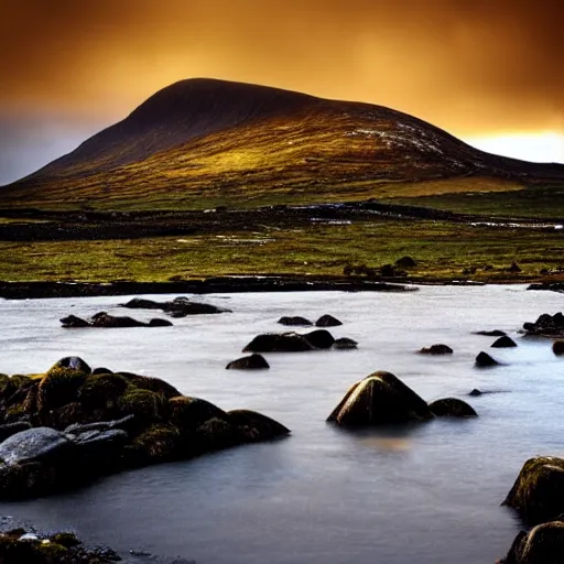 Image similar to the mountains of mourne in ireland in the style of midjourney