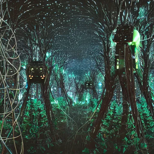 Image similar to a cybernetic forest all watched over by machines of loving grace