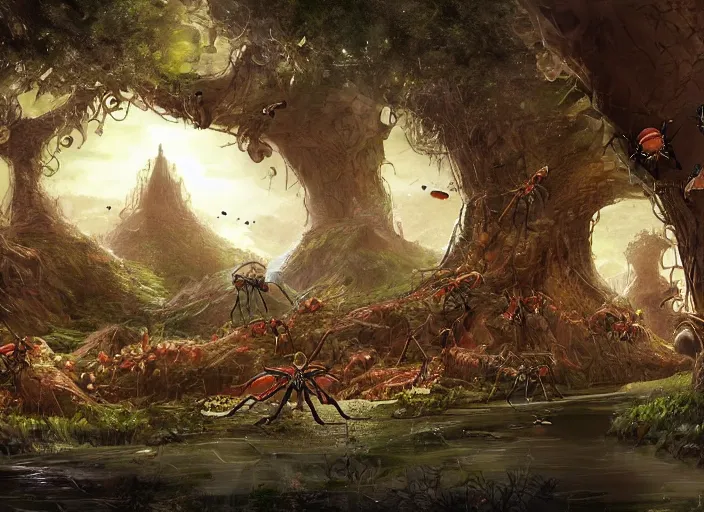 Image similar to the queen of all the insects, epic concept art large scene