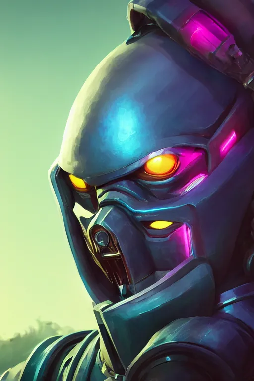 Image similar to epic mask helmet robot ninja portrait stylized as fornite style game design fanart by concept artist gervasio canda, behance hd by jesper ejsing, by rhads, makoto shinkai and lois van baarle, ilya kuvshinov, rossdraws global illumination radiating a glowing aura global illumination ray tracing hdr render in unreal engine 5