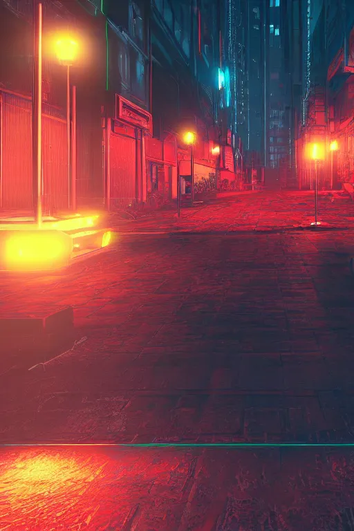 Image similar to City of Horror, glowing red-green fluorescence, cyberpunk, shawl streets, virtual engine, HD, high detail