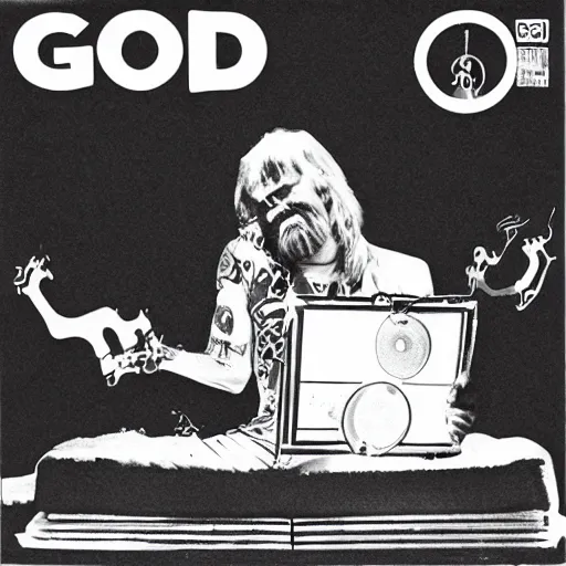 Prompt: God playing vinyl