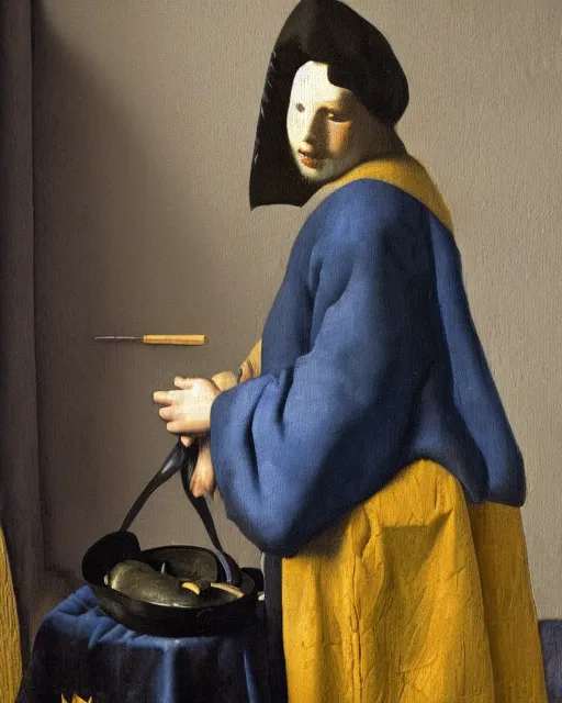 Image similar to johannes vermeer painting of batman