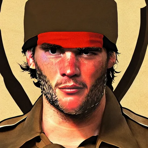 Prompt: tom brady as che guevara, guerilla heroico, dignifying portrait, octane render