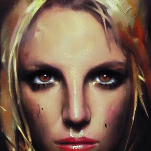 Prompt: face protrait of britney spears, realistic, ultrahd, jeremy mann painting