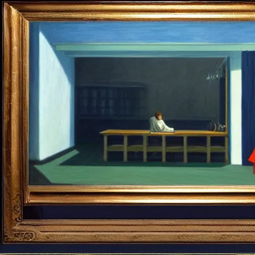 Image similar to the lord of the ring painted by edward hopper, 4 k, painting