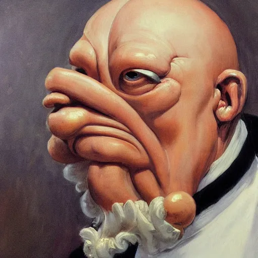 Prompt: realistic painting of zoidberg, formal portrait, bust portrait, victorian, zoidberg, futurama, sir george hayter, john singer sargent, franz xaver winterhalter, jerry barrett, thomas jones, barker, james jacques tissot, squid