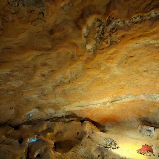 Prompt: painting in lascaux cave, by makoto shinkai