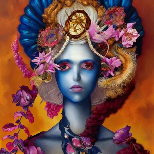 dynamic composition, a painting of a woman with hair | Stable Diffusion ...