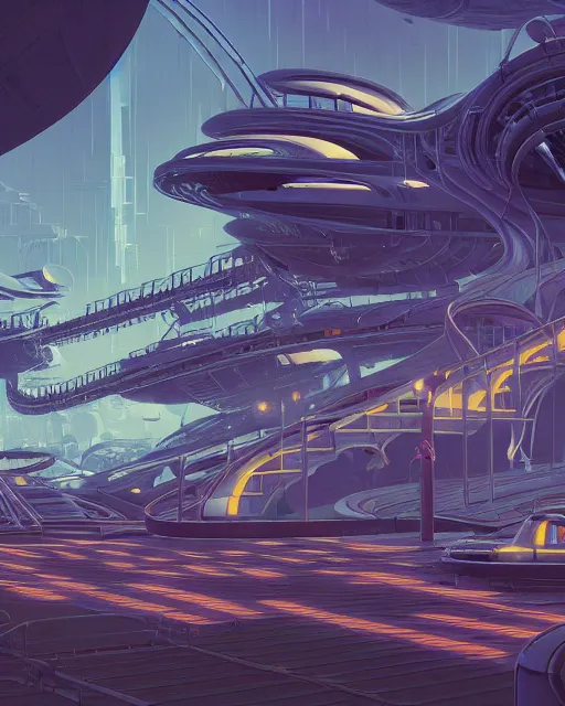 Prompt: simplicity, a roller coaster made out of weird organic creatures, in the style of a streamlined asymmetrical spaceship, bleak apocalyptic environment, by dan mumford, yusuke murata, makoto shinkai, ross tran, cinematic, unreal engine, cel shaded, featured on artstation, pixiv