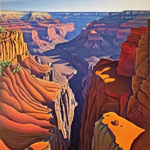Prompt: masterpiece grand canyon by Escher and O'Keefe, highly detailed, pastels