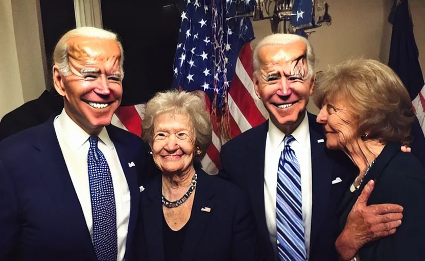 Image similar to this mf joe biden just slapped my grandma and ran, front camera, walmart parking lot, camera flash is so bright, uncomfortable, viral, selfie, viral on twitter, viral on instagram, viral photo