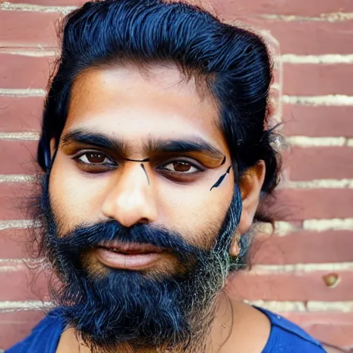 Image similar to an indian man with a nose ring and bleached blonde hair