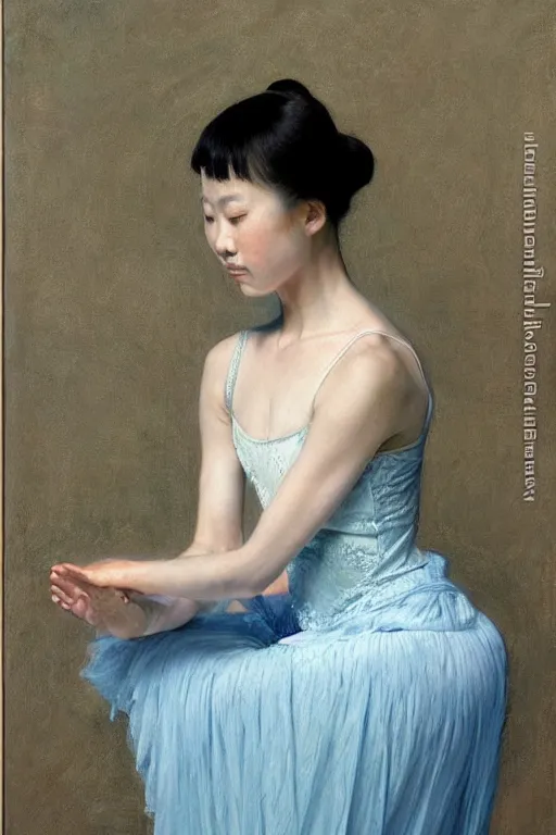 Prompt: portrait of an asian prima ballerina, by donato giancola and berthold woltze.