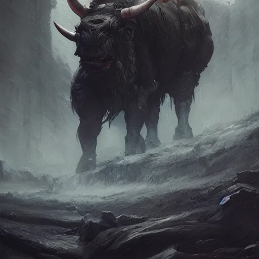 Image similar to minotaurus, high detail, dramatic light, digital art, painted by greg rutkowski, painted by seb mckinnon, trending on artstation