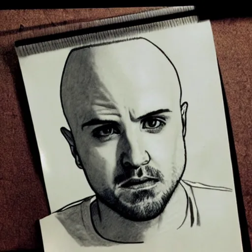 Prompt: a sketch of Jesse Pinkman front breaking bad