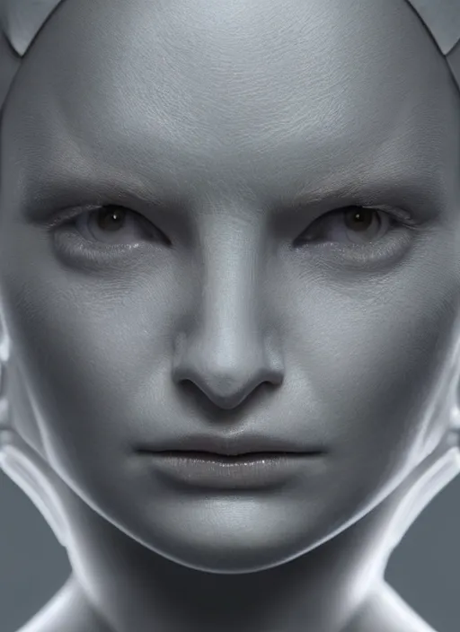 Image similar to hyper realistic and detailed closeup photo of a female android with hard surface panels and led lights by annie leibovitz