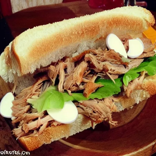 Prompt: pulled pork sandwich in the style of joe fenton