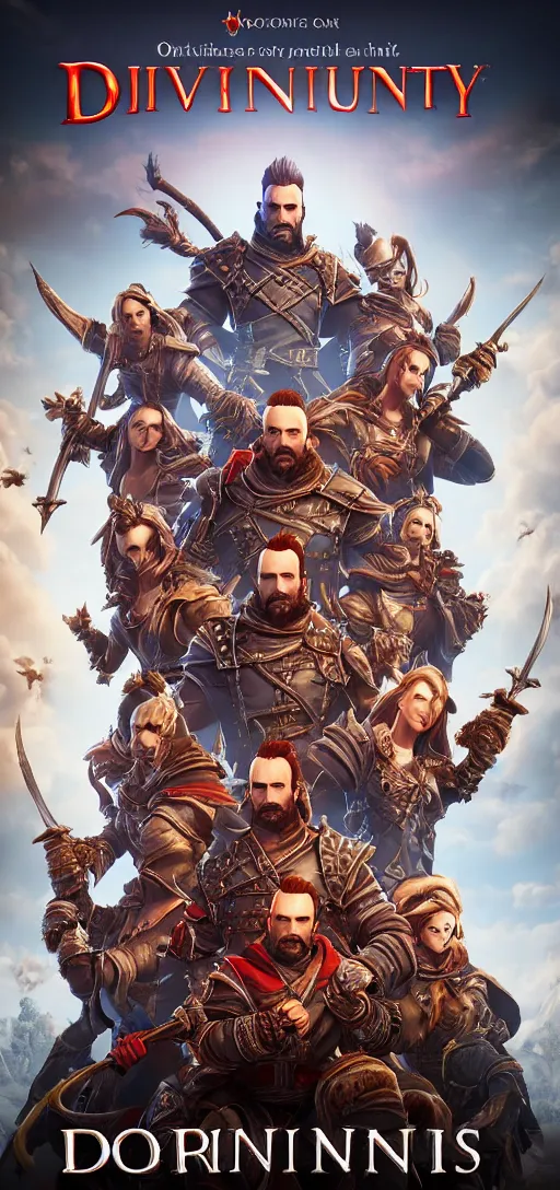 Image similar to divinity original sin 2 movie poster, high detail