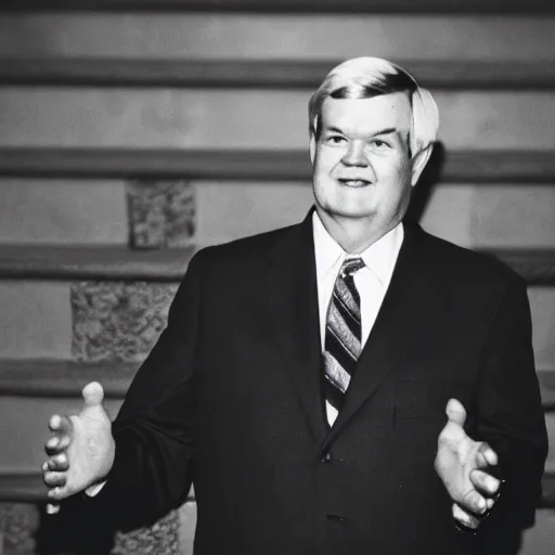 Prompt: Former House Speaker Newt Gingrich doing the crump. CineStill