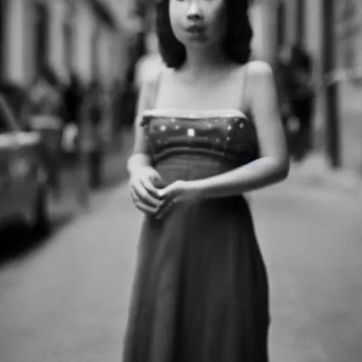 Image similar to young translucent girl, leica M9, 1950s,shallow depth of field,