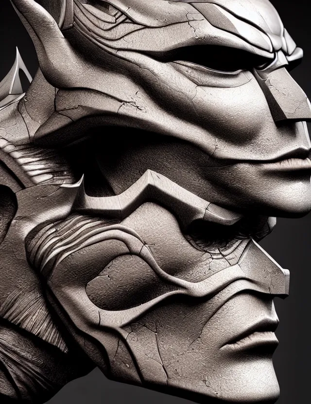 Image similar to 3 d goddess close - up profile portrait batman. beautiful intricately detailed mask. artwork by giger and greg rutkowski