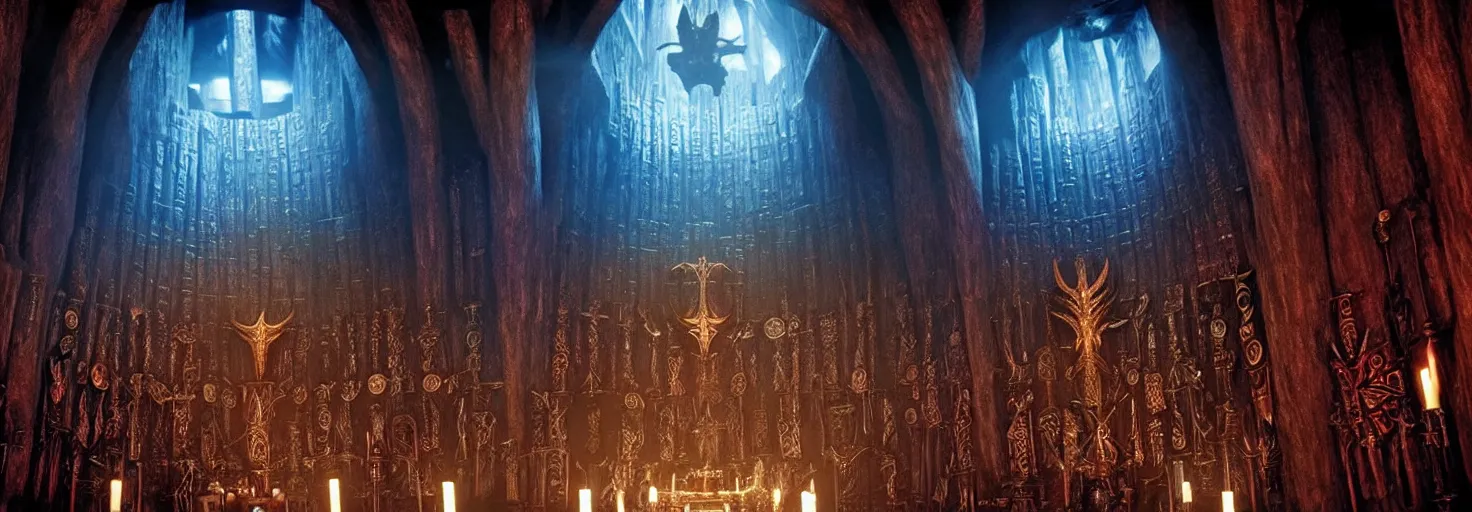 Image similar to the great hall of valhalla, hall of the slain in asgard