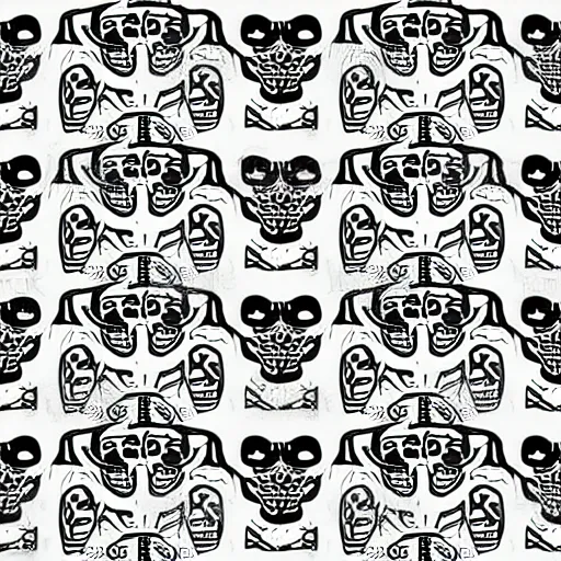 Prompt: separated anime skulls pattern, vector art, half - tones, 8 0 s style