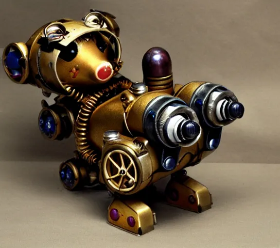 Image similar to steampunk ferret - shaped mech, steampunk bioshock - inspired ferret - shaped mechanical long rat