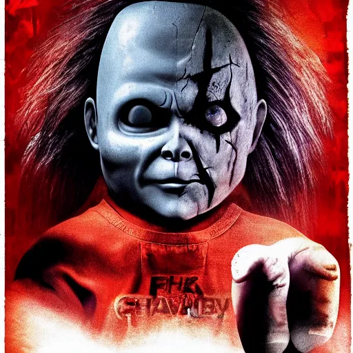 Image similar to Chucky versus Michael Myers movie poster