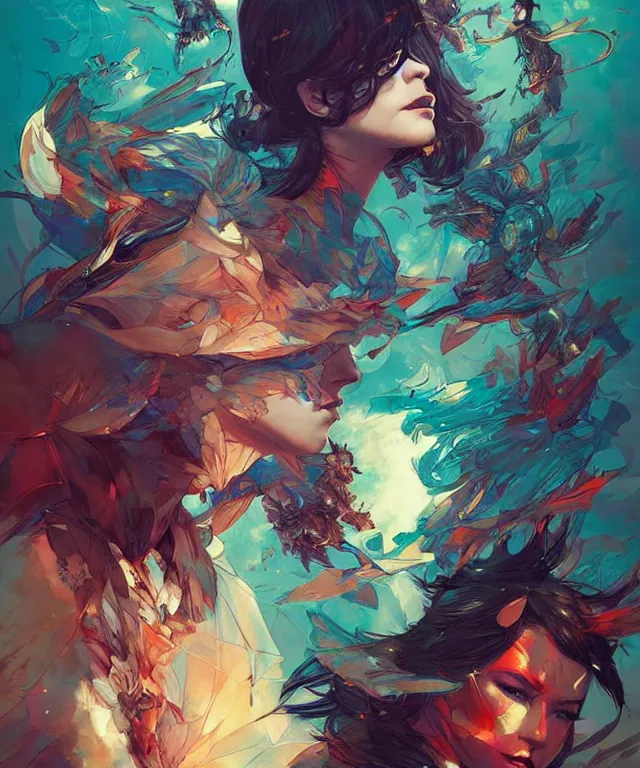 Image similar to dreams versus nightmares, by android jones and guweiz and ross tran and ilya kuvshinov, trending on artstation