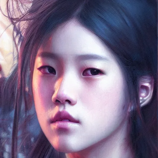 Image similar to jisoo of blackpink, hyperrealistic portrait, bladerunner street, art of elysium by jeremy mann and alphonse mucha, fantasy art, photo realistic, dynamic lighting, artstation, poster, volumetric lighting, very detailed face, 8 k, award winning