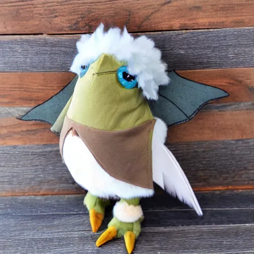 Prompt: a cute ( dnd ) griffon! with seagull head plush! doll