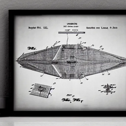 Prompt: patent for interstellar star destroyer, Sci fi, technological.